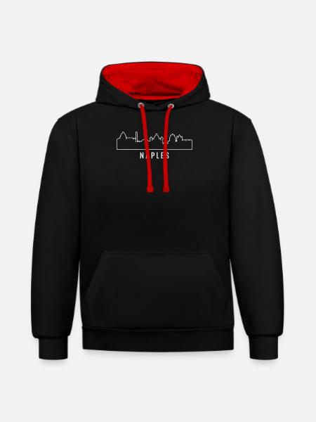Naples Italy - Contrast hoodie - black/red