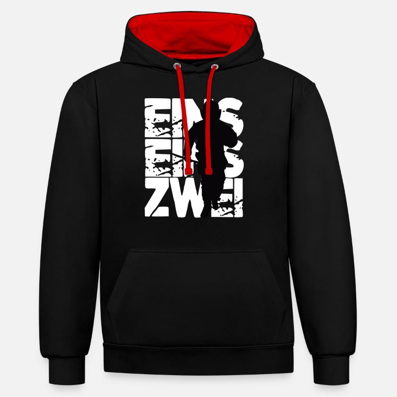 Pompiers pompiers - Sweat à capuche contrasté - noir/rouge