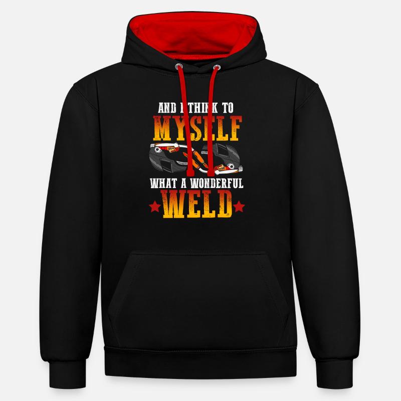 Soudage - Sweat à capuche contrasté - noir/rouge