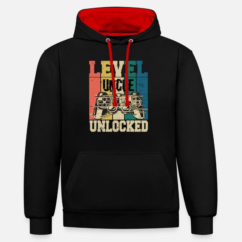 Niveau Oncle débloqué - Sweat à capuche contrasté - noir/rouge