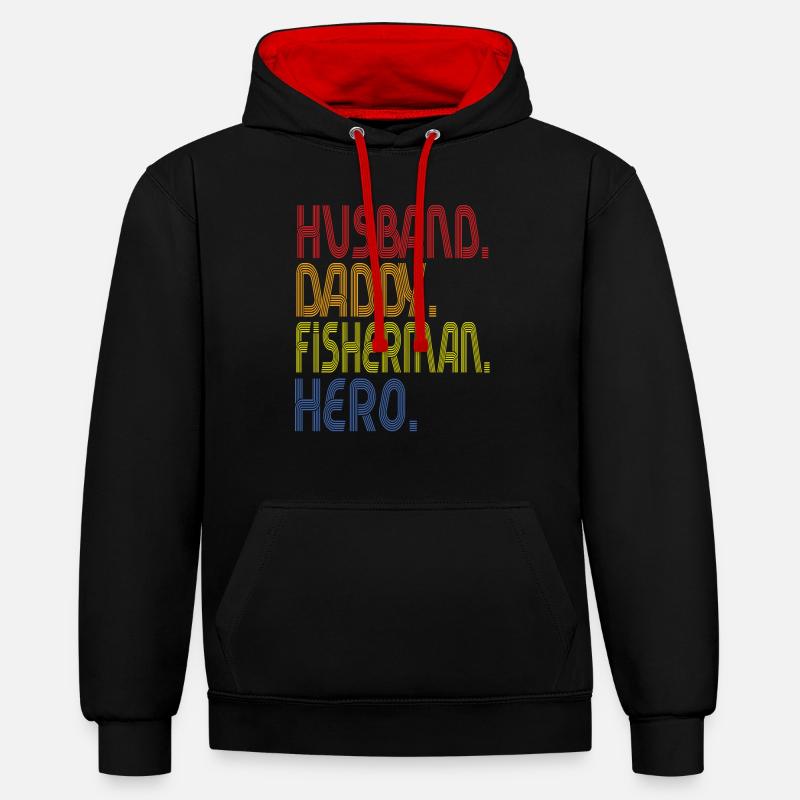 Mari Papa Pêcheur Héros - Sweat à capuche contrasté - noir/rouge