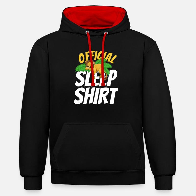 Cadeau lion endormi - Sweat à capuche contrasté - noir/rouge