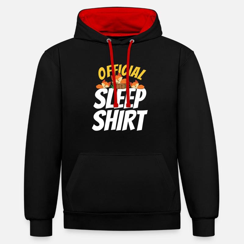 Nice sleeping Fox gift - Contrast hoodie - black/red