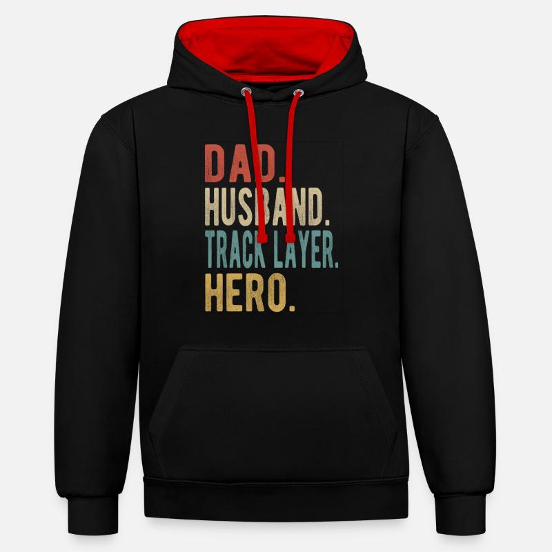 Gleisbauer Papa Ehemann Held - Kontrast-Hoodie - Schwarz/Rot