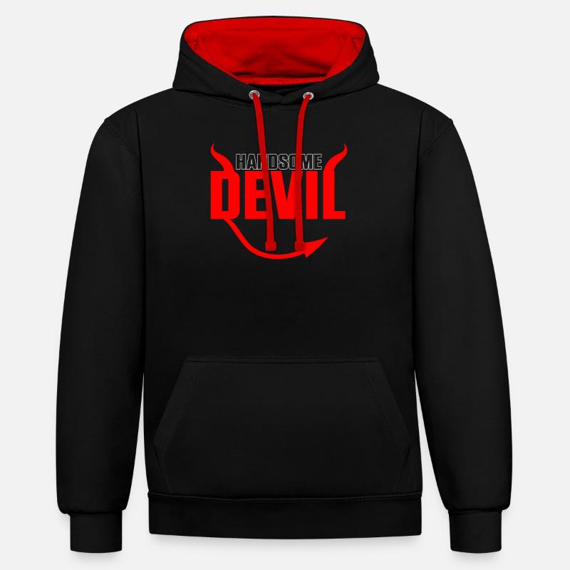 Handsome Devil Ehepartner Familie Partner - Kontrast-Hoodie - Schwarz/Rot