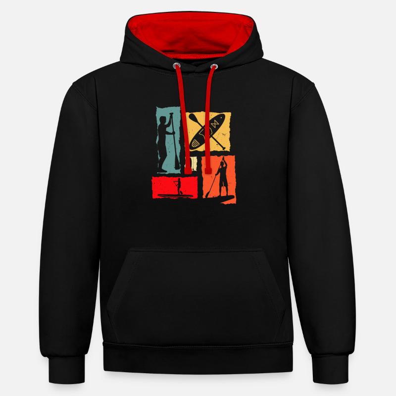 Sup Rétro - Sweat à capuche contrasté - noir/rouge