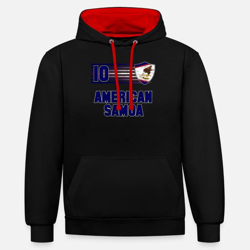 Samoa américaines - Sweat à capuche contrasté - noir/rouge