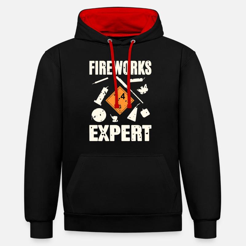 Expert en feux d’artifice - Sweat à capuche contrasté - noir/rouge