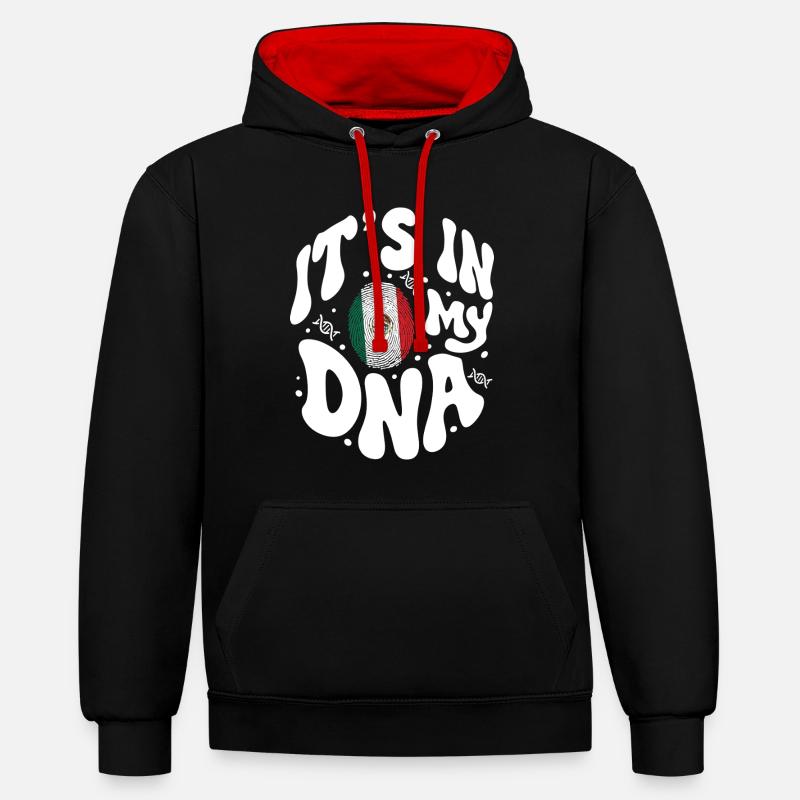 ADN mexicain Mexique drapeau hispanique - Sweat à capuche contrasté - noir/rouge