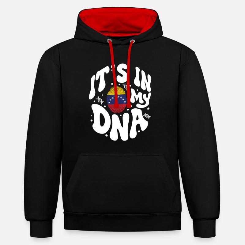 ADN vénézuélien Venezuela Drapeau hispanique - Sweat à capuche contrasté - noir/rouge