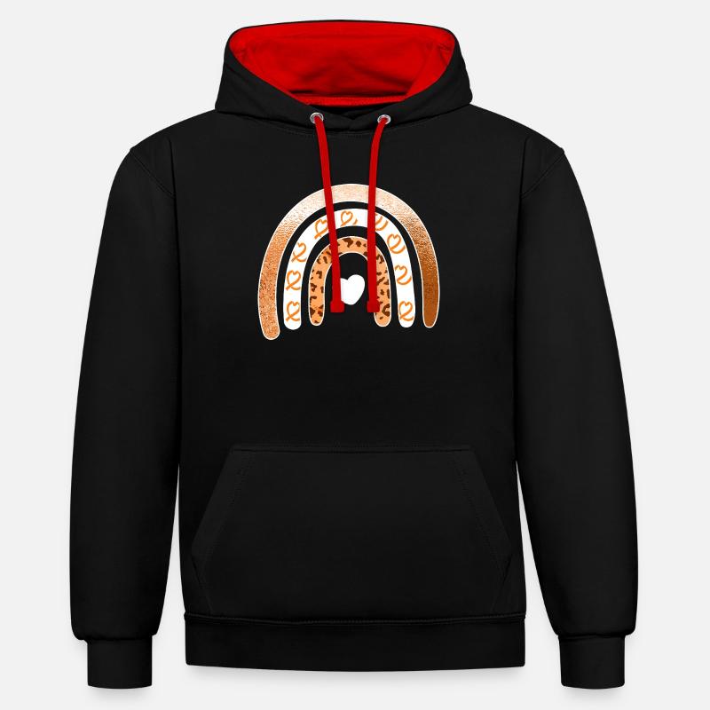 Arc du Cœur Arc-en-ciel Léopard - Sweat à capuche contrasté - noir/rouge