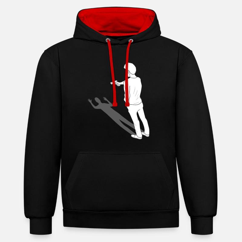 Graphisme d’art miroir - Sweat à capuche contrasté - noir/rouge