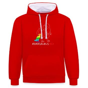 Mamasaurus Rex | Mère | Nouvelle maman Rainbow queer - Sweat à capuche contrasté - rouge/blanc - Devant - Liana (172cm) & Jaron (178cm)