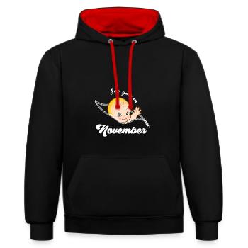 Pregnancy Pregnancy November gift idea - Contrast hoodie - black/red - Front - Anna (173cm) & Nico (186cm)