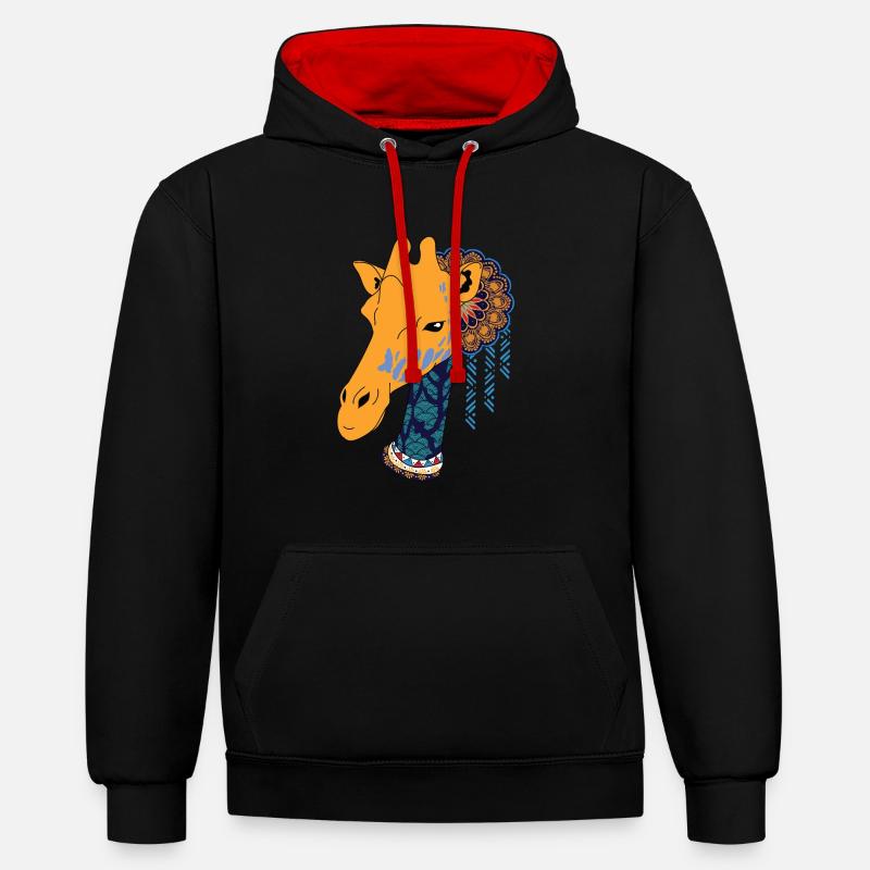 Girafe nomade mondiale - Sweat à capuche contrasté - noir/rouge