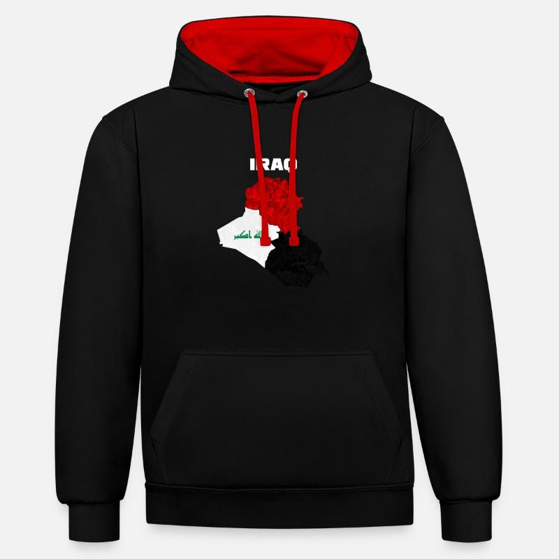 Irak - Sweat à capuche contrasté - noir/rouge