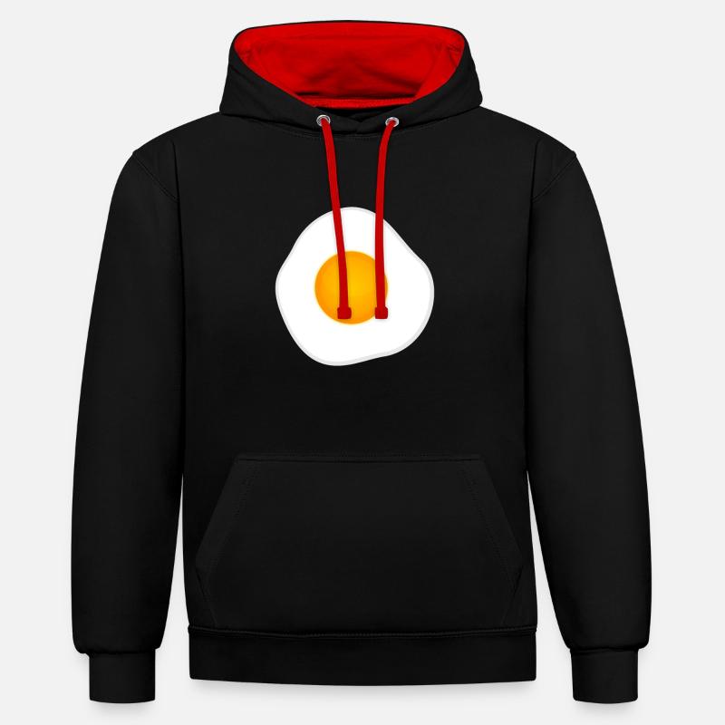 Œuf au plat le matin. - Sweat à capuche contrasté - noir/rouge
