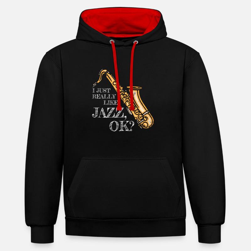 Jazz Saxophone - Sweat à capuche contrasté - noir/rouge