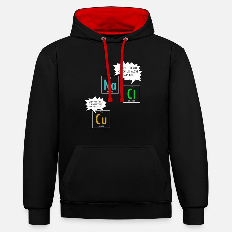 Chimiste Chimiste Lustig Nerd - Sweat à capuche contrasté - noir/rouge