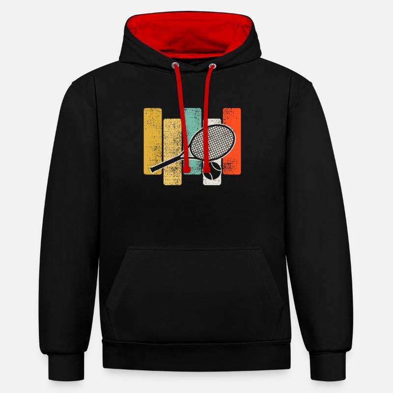 TENNIS SCHLAEGER - Sweat à capuche contrasté - noir/rouge