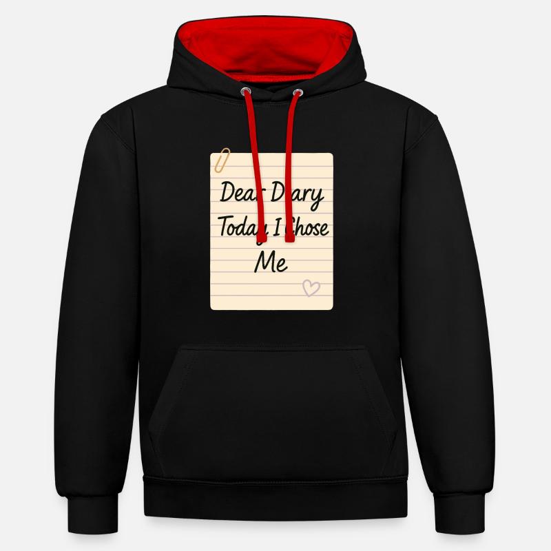 Gratitude Pratique Journal Amant Émotionnel - Sweat à capuche contrasté - noir/rouge