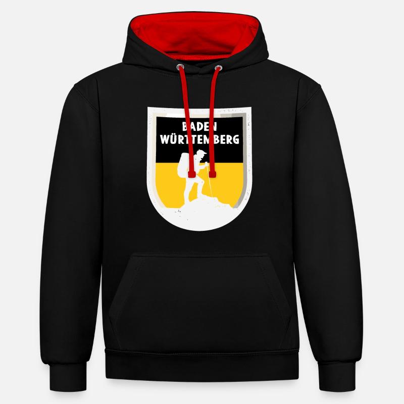 Drapeau du Bade-Wurtemberg Heimat Stuttgart - Sweat à capuche contrasté - noir/rouge