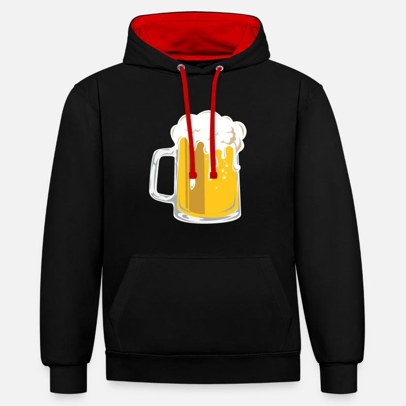Chope à bière - Sweat à capuche contrasté - noir/rouge