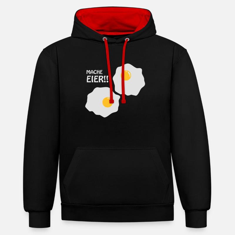 Mache Eier - Kontrast-Hoodie - Schwarz/Rot