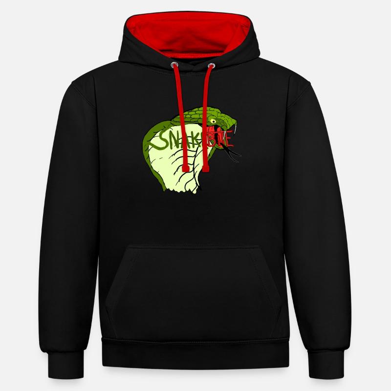 Snakebite; Kopra - Kontrast-Hoodie - Schwarz/Rot