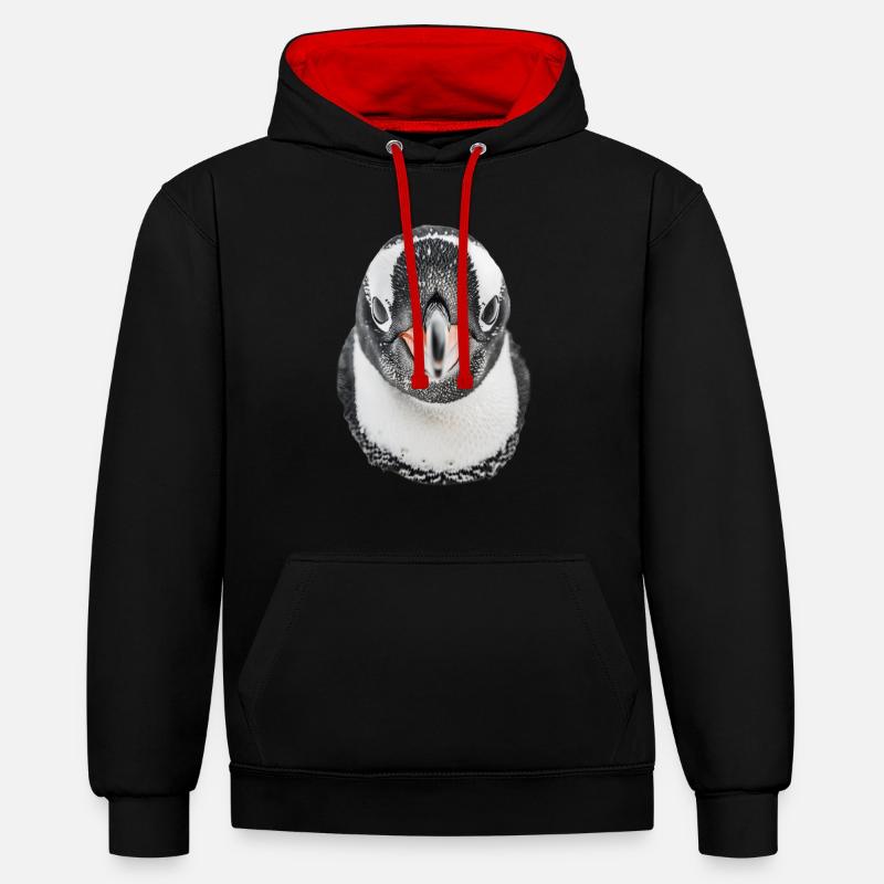Penguin - Contrast hoodie - black/red