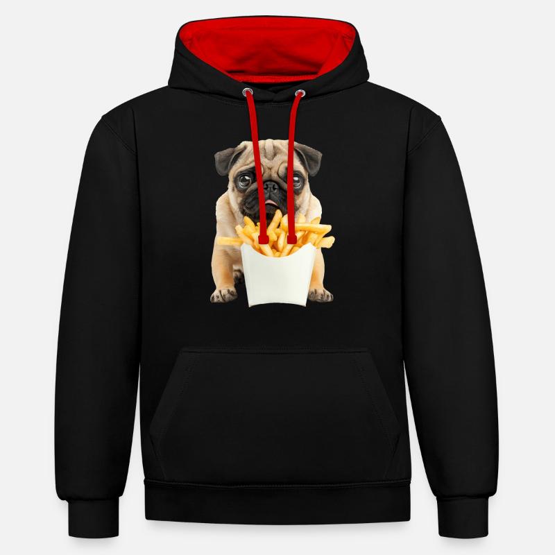 Carlin - Sweat à capuche contrasté - noir/rouge