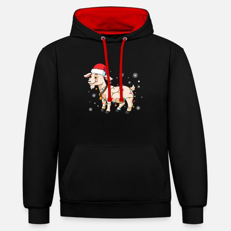 Noël de chèvre - Sweat à capuche contrasté - noir/rouge