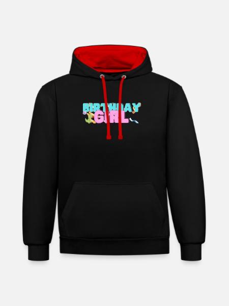 Dinosaure Anniversaire Garçon - Sweat à capuche contrasté - noir/rouge