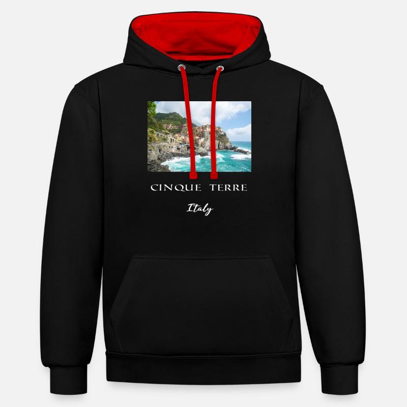CT 1 exp blanc - Sweat à capuche contrasté - noir/rouge