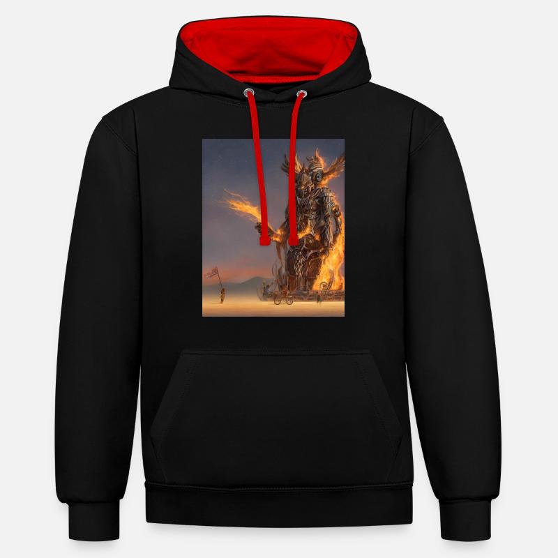 L’Homme en feu - Sweat à capuche contrasté - noir/rouge