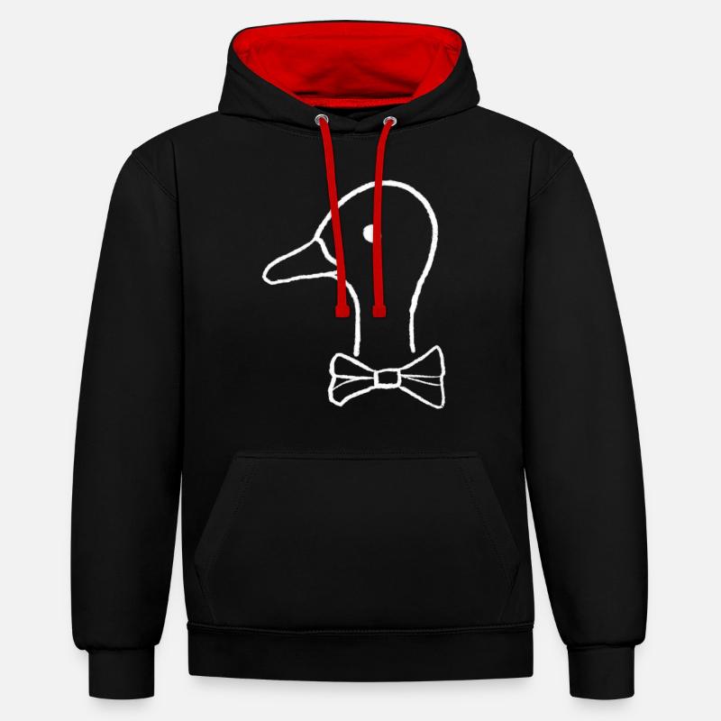 Canard avec noeud papillon - Sweat à capuche contrasté - noir/rouge