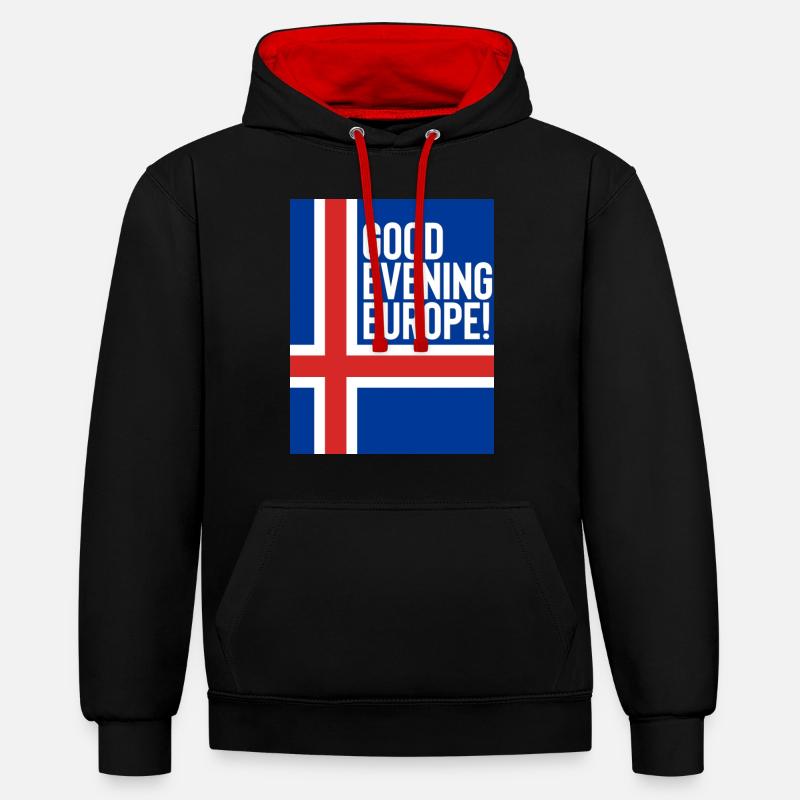 Islande Eurovision - Sweat à capuche contrasté - noir/rouge