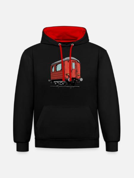 Hinterer Zug - Kontrast-Hoodie - Schwarz/Rot