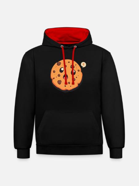 Manga Cookie - Kontrast-Hoodie - Schwarz/Rot