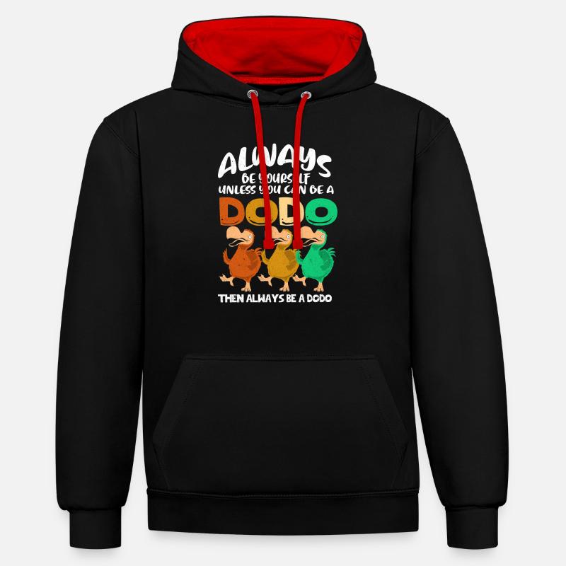 Dodo - Sweat à capuche contrasté - noir/rouge