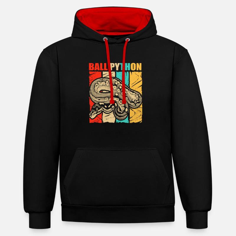 Python - Kontrast-Hoodie - Schwarz/Rot