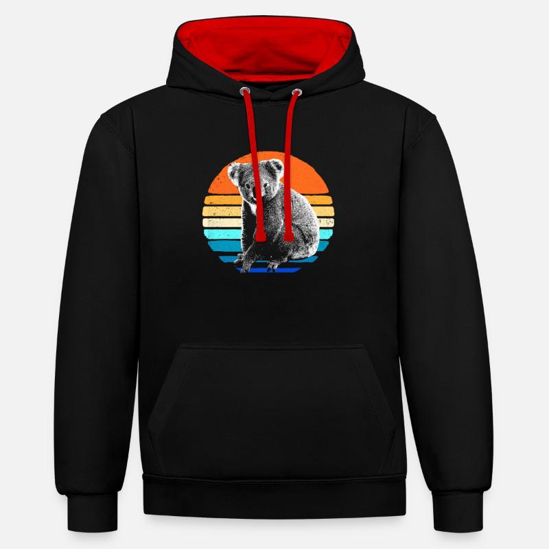Koala - Sweat à capuche contrasté - noir/rouge