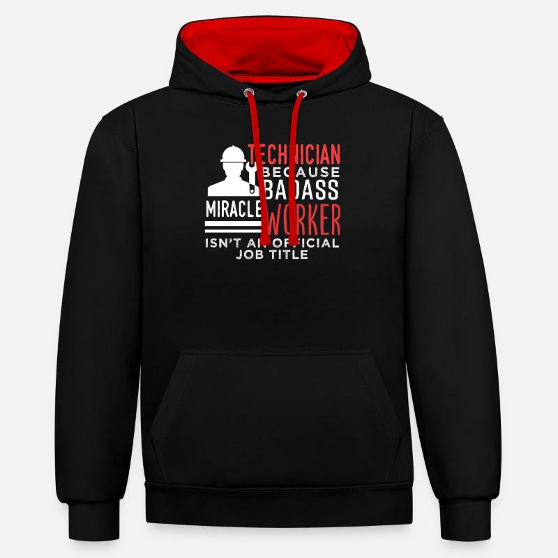 Techniciens - Sweat à capuche contrasté - noir/rouge