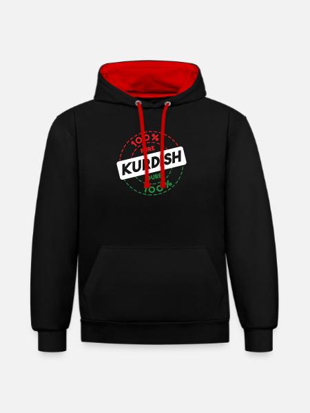 Kurdistan - Kontrast-Hoodie - Schwarz/Rot