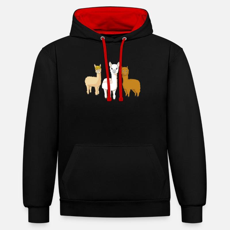 Alpaka Lama - Sweat à capuche contrasté - noir/rouge