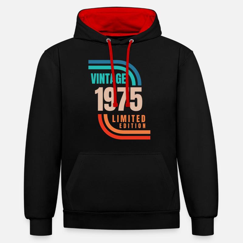 édition limitée millésime 1975 - Sweat à capuche contrasté - noir/rouge