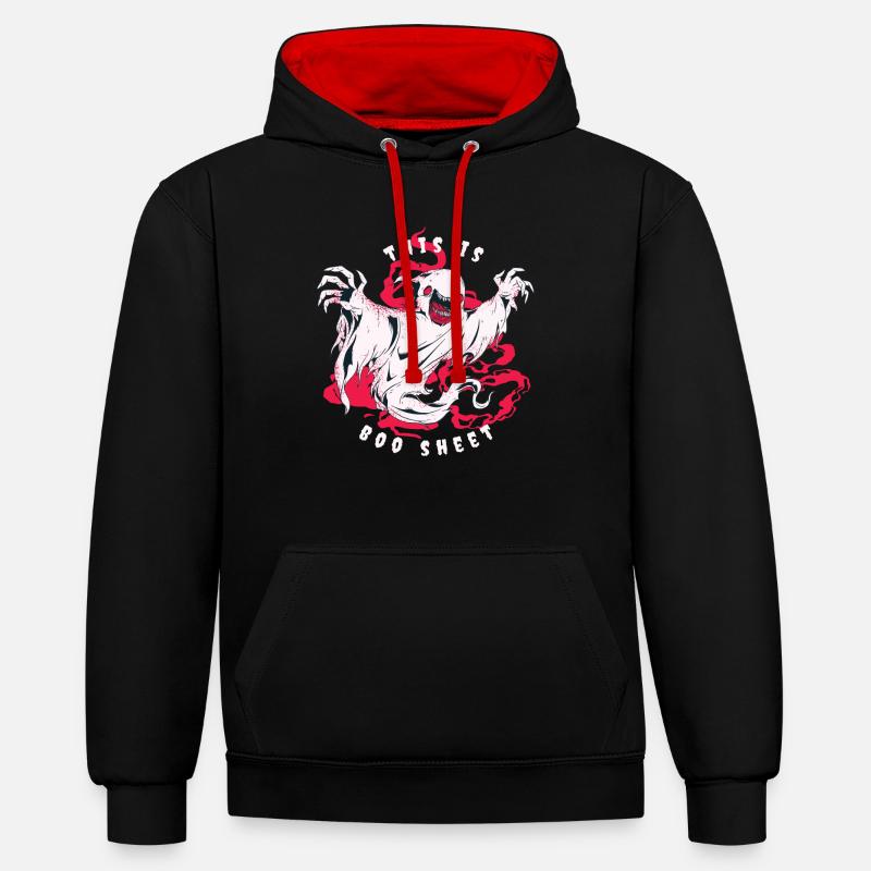C’est Boo Sheet Ghost Halloween - Sweat à capuche contrasté - noir/rouge