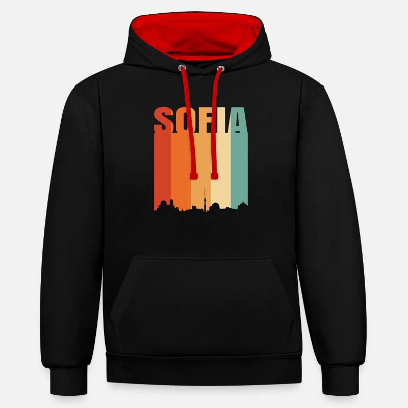 Sofia - Sweat à capuche contrasté - noir/rouge