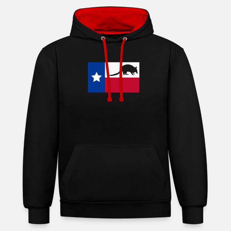Cadeau de tatou Texas - Sweat à capuche contrasté - noir/rouge