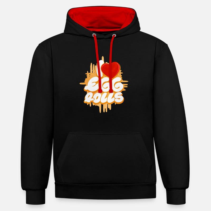 Cadeau de rouleau de printemps - Sweat à capuche contrasté - noir/rouge